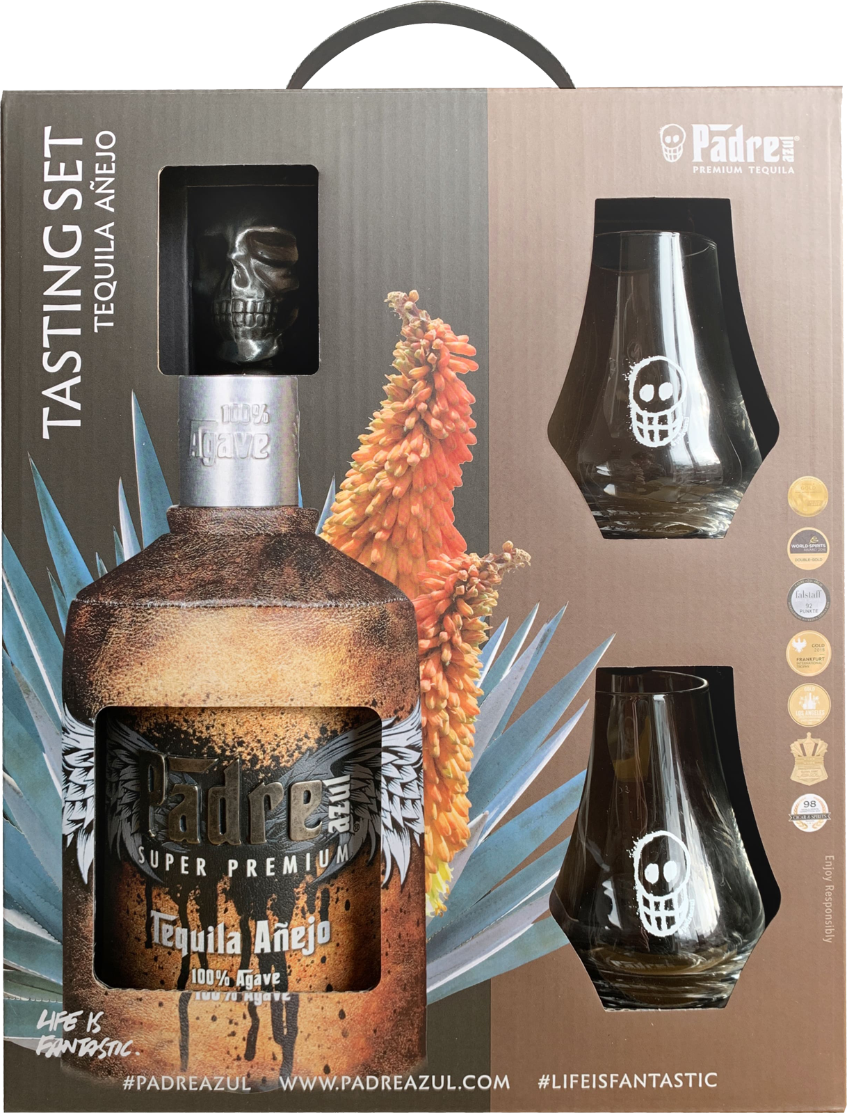 Padre azul Anejo Super Premium Tequila SET mit 2 Gläsern